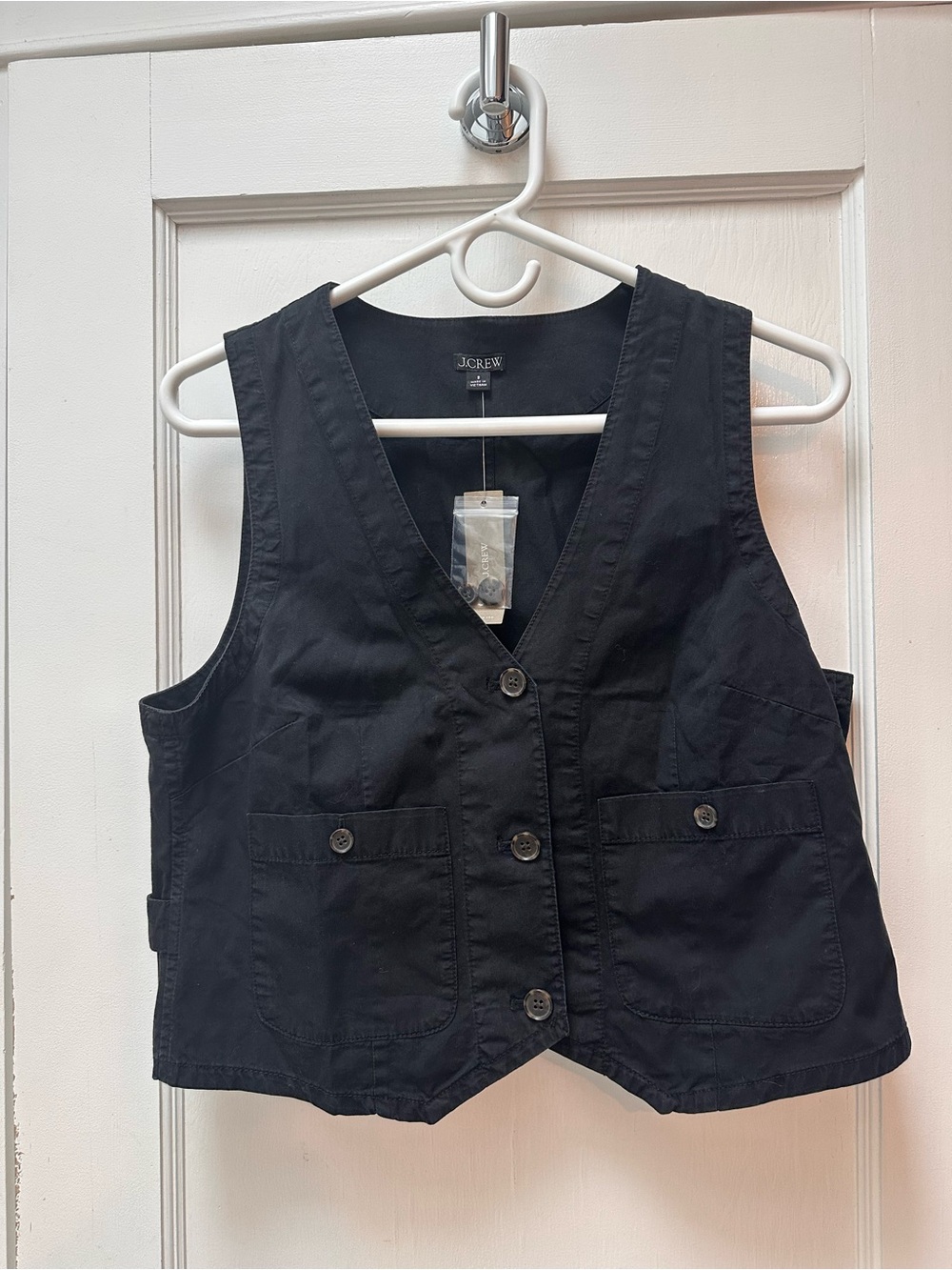 NWT J. Crew Black Cotton Vest with V-Neck